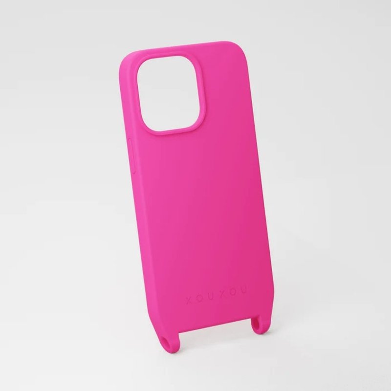 XOUXOU / FARBE挂绳款手机壳-桃红色Power Pink - 手机壳/手机套 - 硅胶 红色