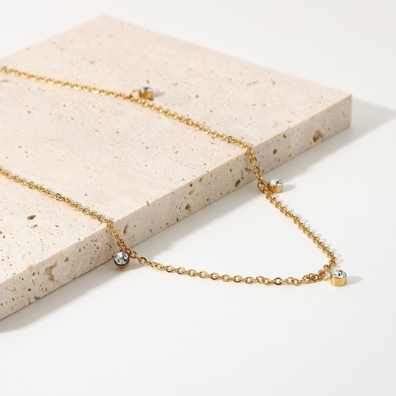 繁星点点复刻钻石K金项链 Starry Necklace - 项链 - 不锈钢 金色