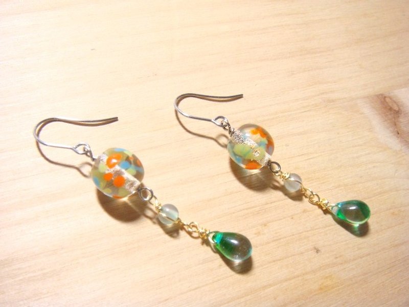柚子林琉璃 - 茉茉的魔法糖 - 长耳环款 - 可改夹式 - 耳环/耳夹 - 玻璃 多色