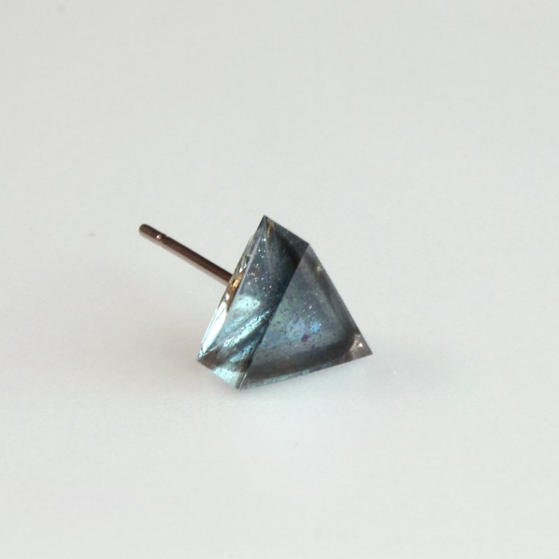 蓝色树脂耳环 / 530 / 三角形 / Game of Diamonds - 单只 - 耳环/耳夹 - 塑料 蓝色