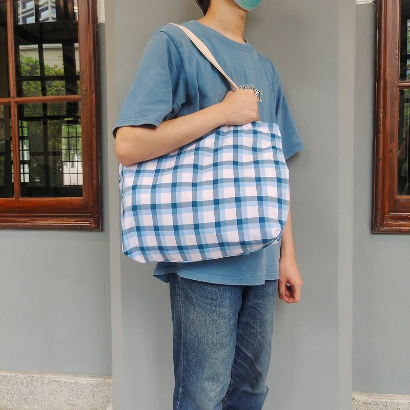 碧蓝-立体托特包-东海岸系列 - 手提包/手提袋 - 棉．麻 蓝色