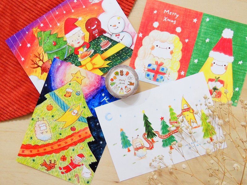 ⛄黄蕉星的圣诞超值组合全餐⛄ 圣诞卡 / 明信片 / 纸胶带 / 圣诞礼物 - 卡片/明信片 - 纸 多色