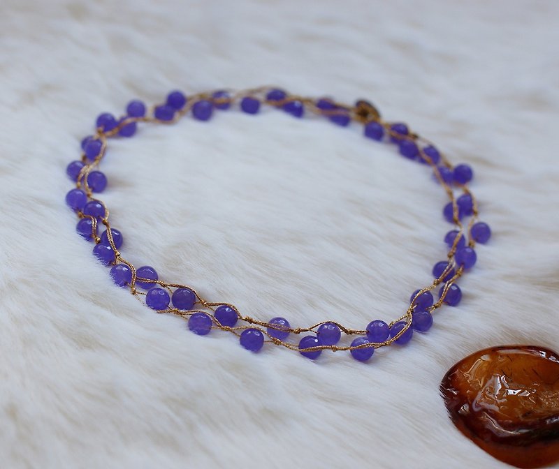 手工编织多用途半宝石项錬 - 项链 - 半宝石 紫色