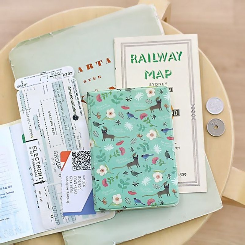 indigo-柳林风声软质护照套-薄荷猫,IDG09779 - 护照夹/护照套 - 塑料 绿色