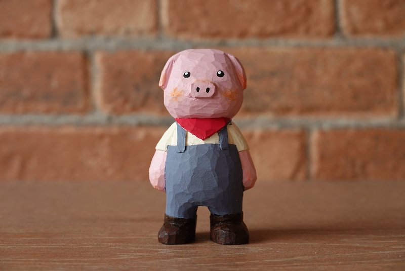 小猪男孩 - 玩偶/公仔 - 木头 粉红色