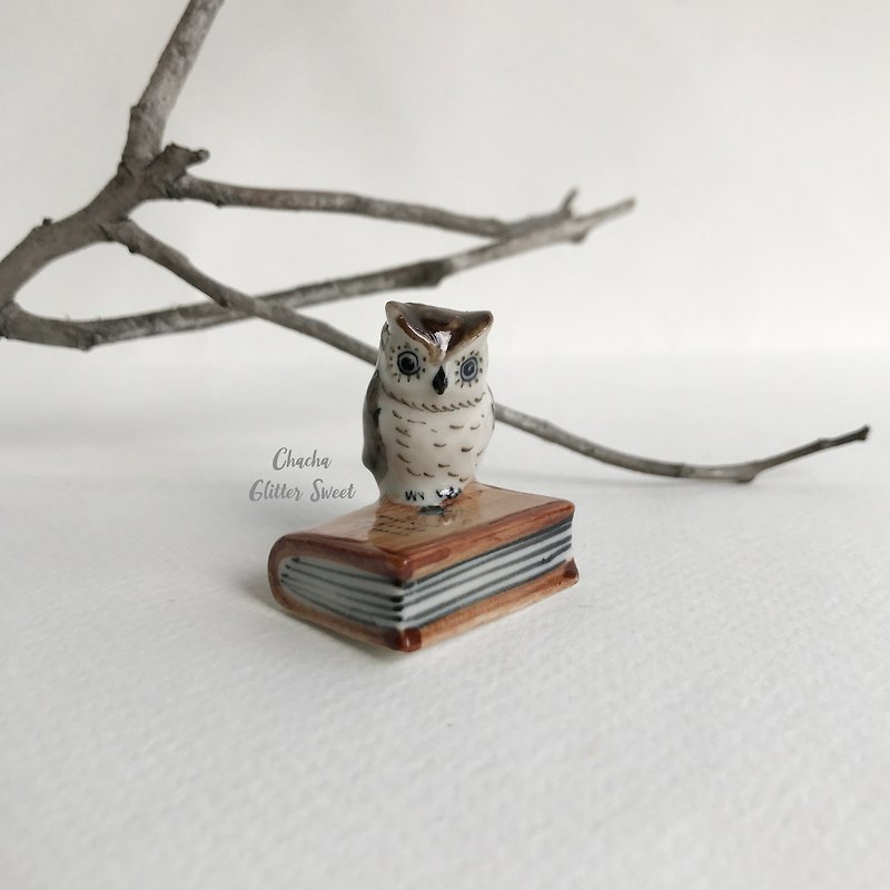 Owl tiny book - 玩偶/公仔 - 陶 咖啡色