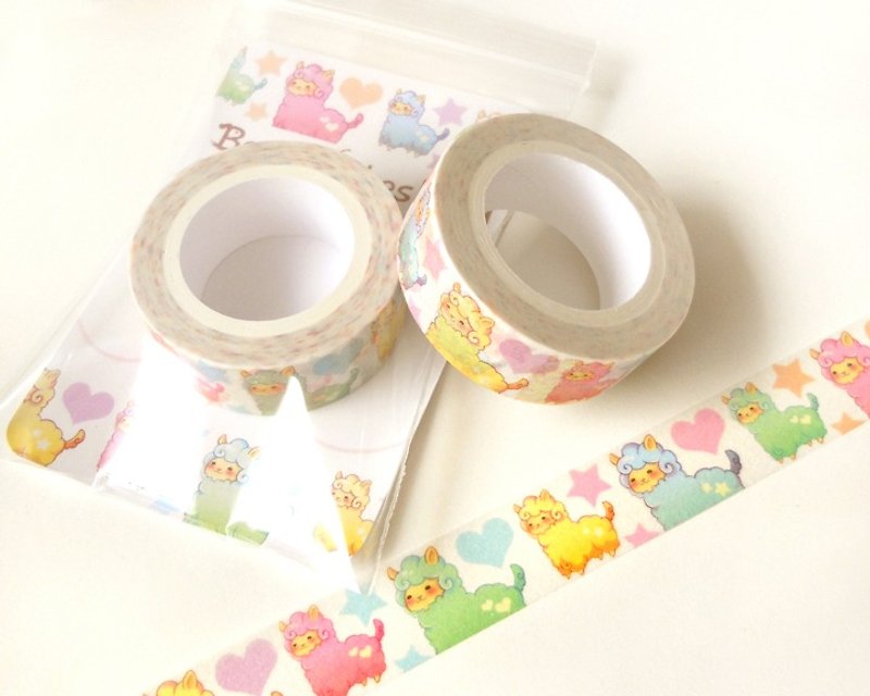 羊驼纸胶带 - 生活纸胶带 - 动物纸胶带 - Alpaca Washi Tape - 纸胶带 - 纸 多色