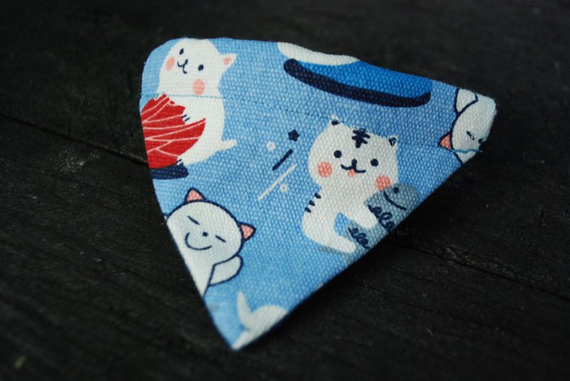 A-NI collar for cats and dogs triangular flag version - 项圈/牵绳 - 其他材质 蓝色