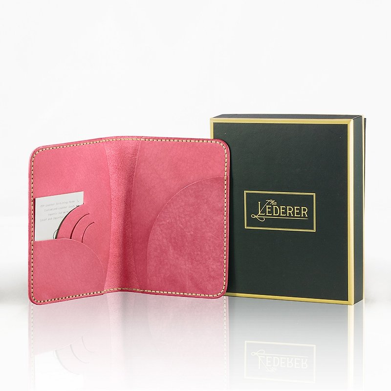护照套 II。手缝皮革材料包。BSP048 - 皮件 - 真皮 粉红色