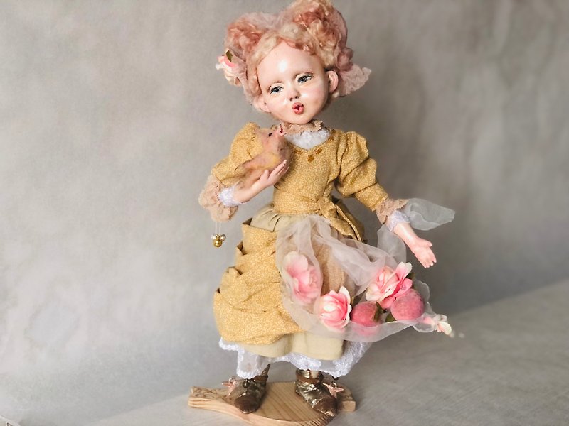 从跳蚤市场回来 圣诞娃娃 室内橡木娃娃 瓷器金发娃娃 手工艺 - 玩偶/公仔 - 其他金属 粉红色