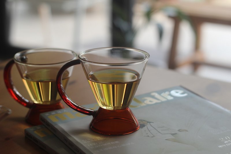 英式下午茶耐热玻璃琥珀色茶杯 一入 - 茶具/茶杯 - 玻璃 橘色