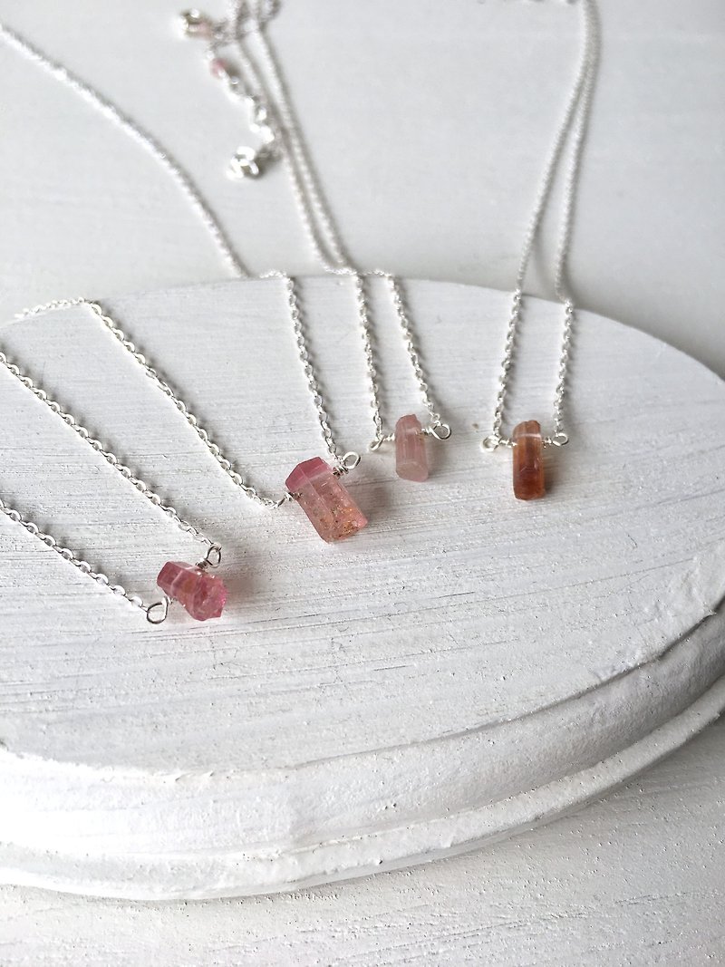 Pink Tourmaline SV925 Necklace - 项链 - 半宝石 粉红色