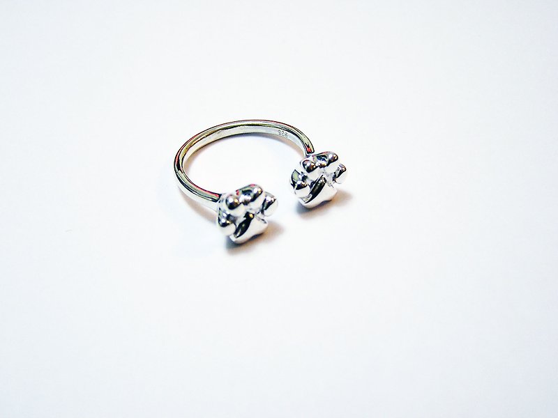 100%自家设计925纯银艔18K白金子猫系列戒指 - 戒指 - 纯银 白色