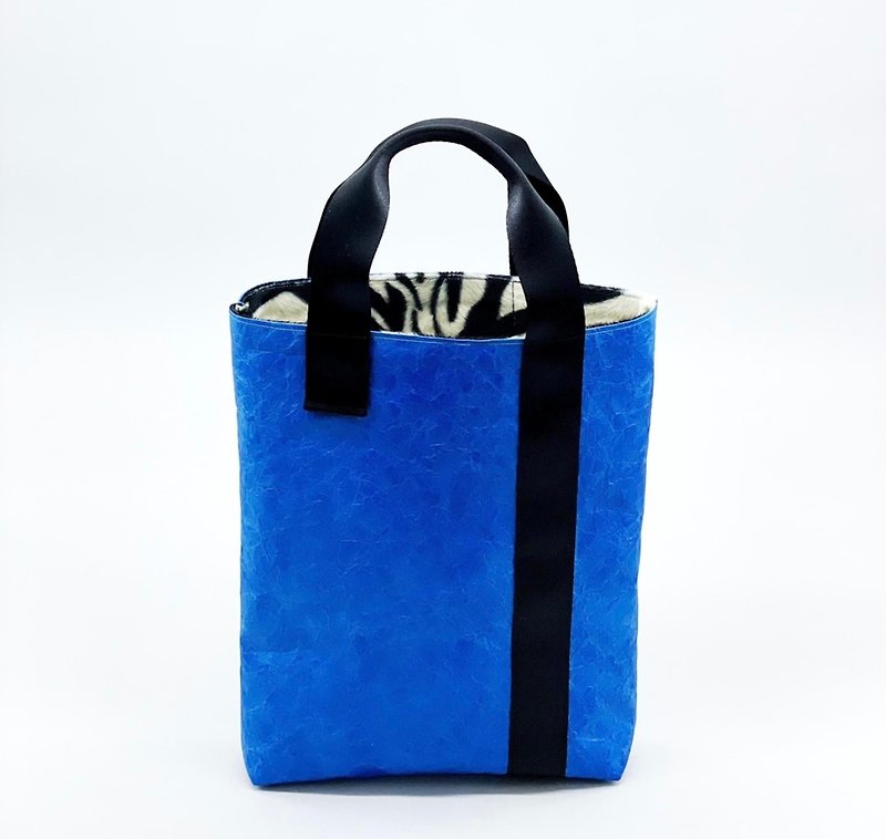 【東京発】特殊素材エコロジートートバッグ blue    zebra pattern fur/ A4 - 手提包/手提袋 - 防水材质 蓝色