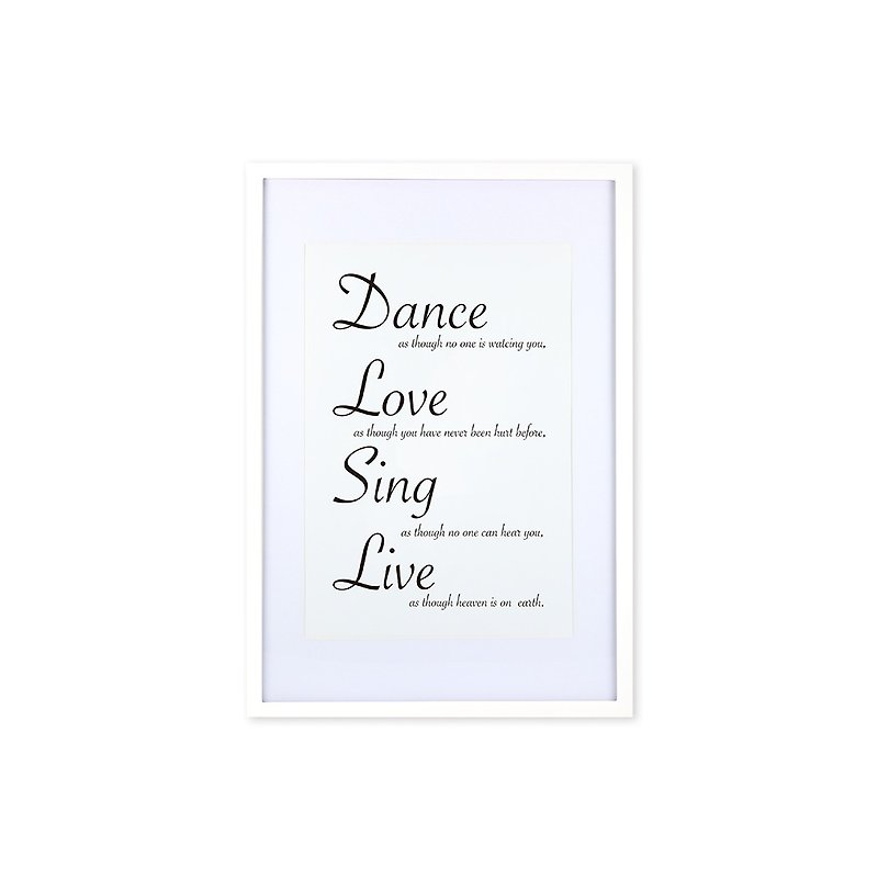 装饰画相框 Cursive Quote Dance Love Sing Live 白色框 63x43cm - 画框/相框 - 木头 黑色