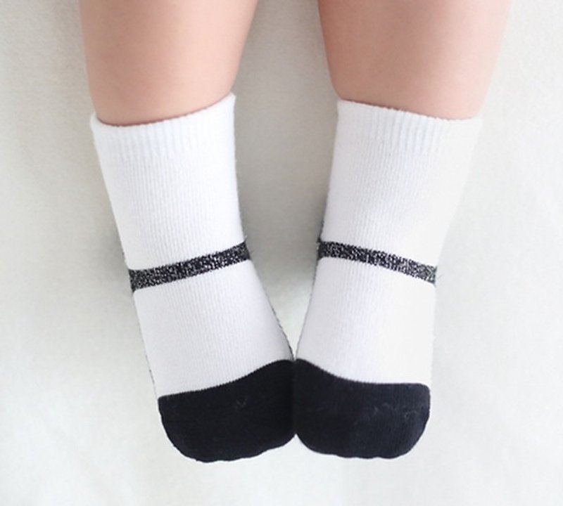 Happy Prince 韩国制 闪耀珍珠玛莉珍婴儿袜 - 婴儿袜子 - 棉．麻 黑色