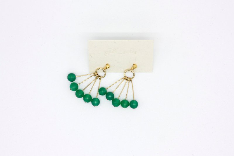 青葡萄耳环 - 925纯银镀22k耳针 圣诞礼物 - 耳环/耳夹 - 宝石 绿色