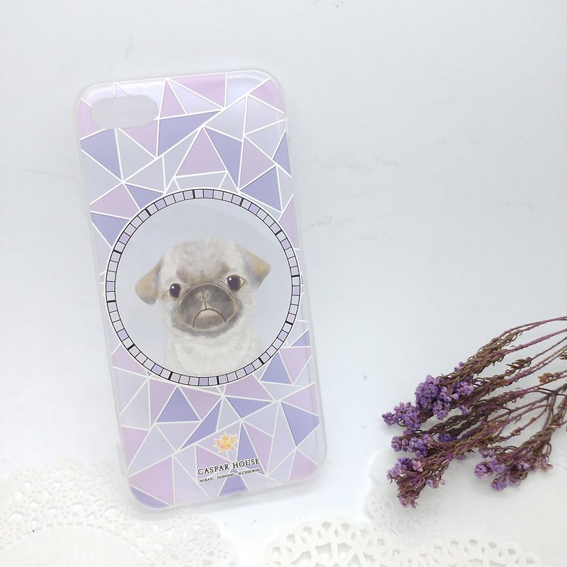 动物马赛克手机壳 - 八哥犬 - 手机壳/手机套 - 塑料 紫色