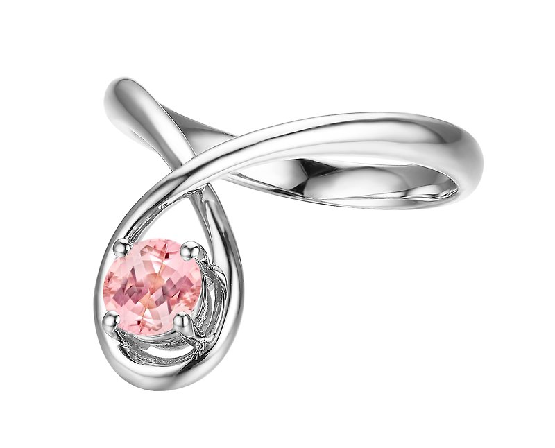 清新摩根石婚戒 14K白金求婚戒指 极简主义粉宝戒指 优雅粉色戒指 - 对戒 - 贵金属 粉红色