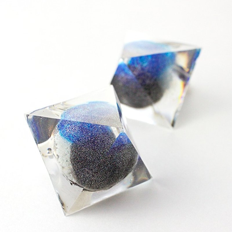 ピラミッドドームイヤリング(我らの地球) - 耳环/耳夹 - 其他材质 蓝色
