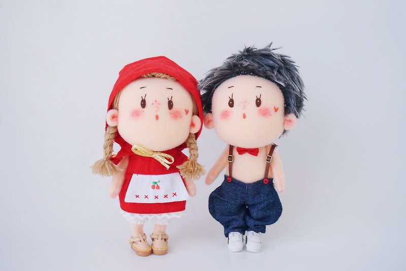 AN DOLL 原创手作布娃娃文艺礼物-小红帽与大灰灰 - 玩偶/公仔 - 棉．麻 
