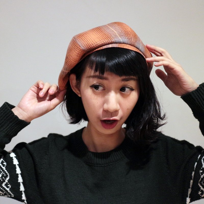 JOJA│[限量] 日本毛料贝蕾 / S-M可调式/ 贝蕾帽 / 画家帽 - 帽子 - 棉．麻 橘色