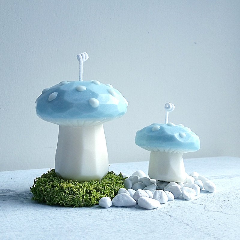 Mushroom 蘑菇 全人手切割 天然大豆香氛蜡烛 森林朋友 生日礼物 - 蜡烛/烛台 - 蜡 蓝色