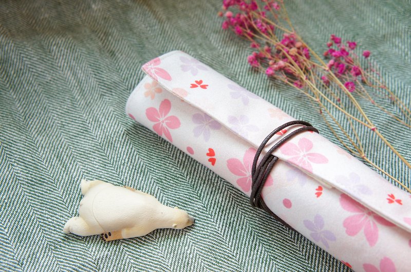 餐具袋 - 幸福樱花 - 铅笔盒/笔袋 - 棉．麻 粉红色