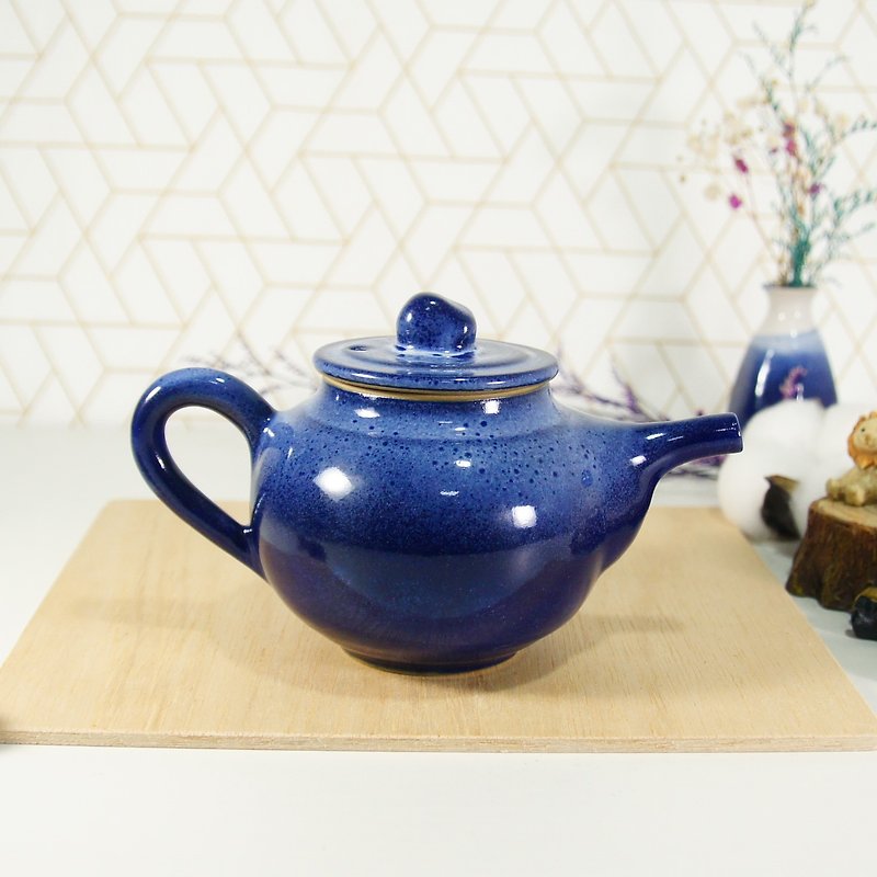 蓝宝石白茶壶-容量约250ml - 茶具/茶杯 - 陶 蓝色