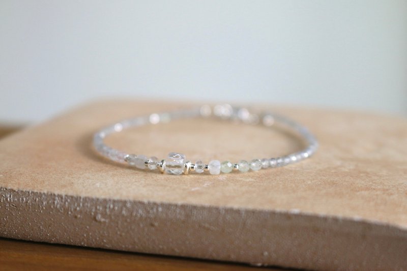 四月诞生石  手链 白水晶 月光石  - 一切安好 - - 手链/手环 - 水晶 银色