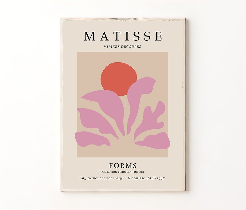 Matisse Flower Print, Digital Art, Matisse La Gerbe Poster, Pink, Red Wall Decor - 海报/装饰画/版画 - 其他材质 