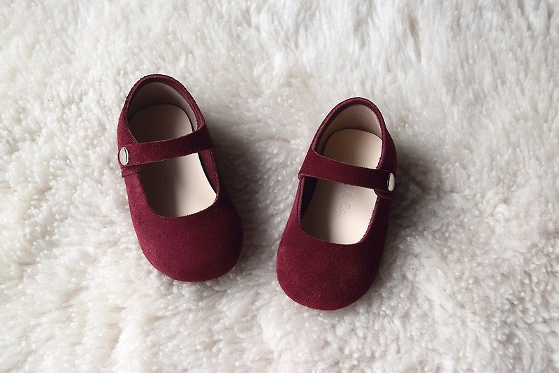 酒红色学步鞋 周岁礼物 女宝宝礼物 婴儿鞋 女童鞋  小孩礼物 - 童装鞋 - 真皮 红色