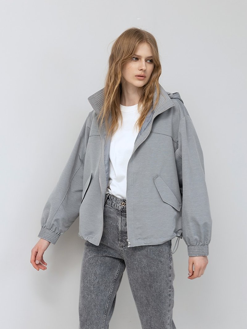 环保女性透气防拨水压线设计外套  (2色) - 女装休闲/机能外套 - 聚酯纤维 灰色
