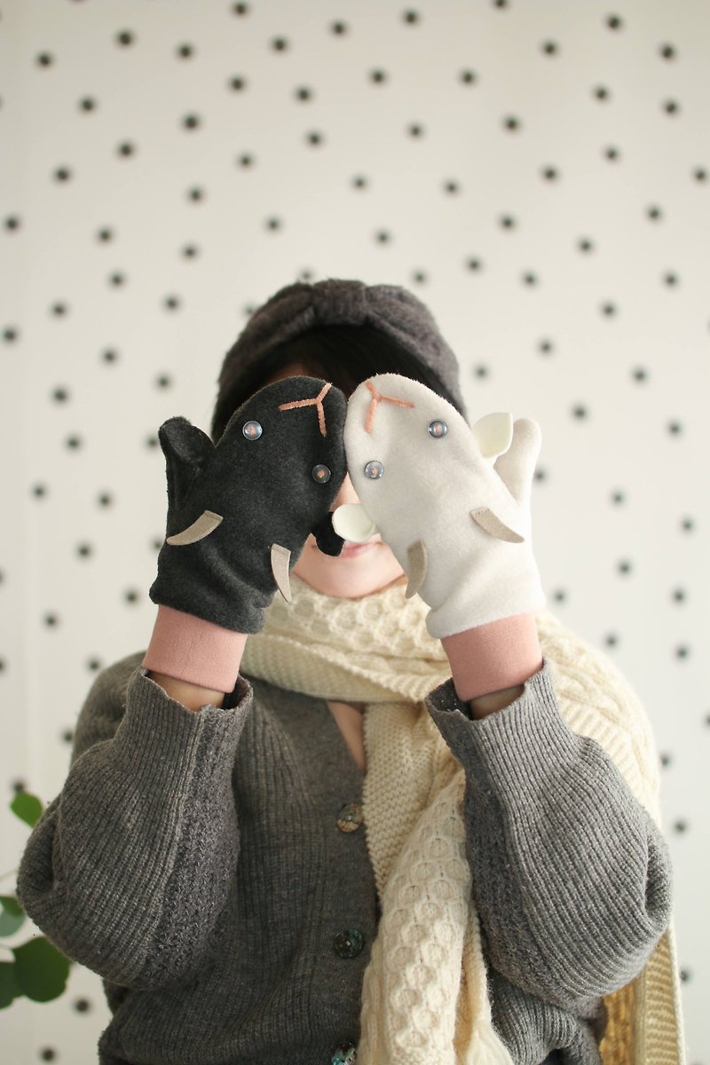 【大人用】白やぎ黒やぎミトン ピンク 手袋 - 手套 - 聚酯纤维 粉红色