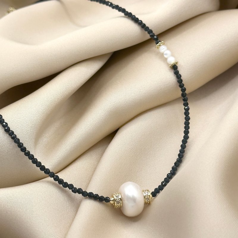 Felix 湛蓝星河项链 | 天然珍珠 | 锆石水晶 - 项链 - 宝石 白色