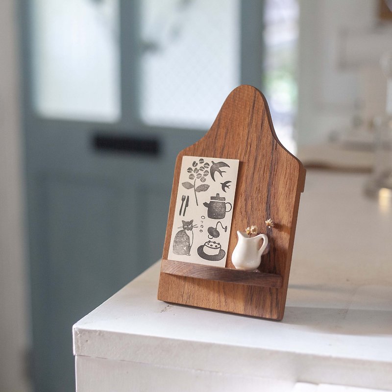 復古卡片支架 緬甸柚木 桌面名片展示架 - 置物架/篮子 - 木头 咖啡色