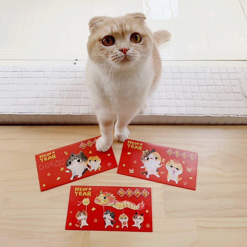 2019【四猫迎新年】猫咪红包袋(一包6入) - 红包/春联 - 纸 红色