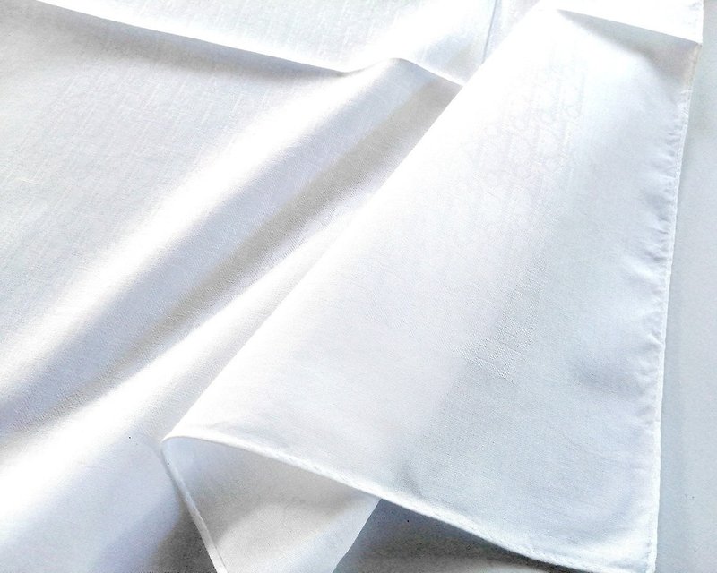 Christian Dior 复古手帕编织花押字白色 19 x 19 英寸 - 手帕/方巾 - 棉．麻 白色