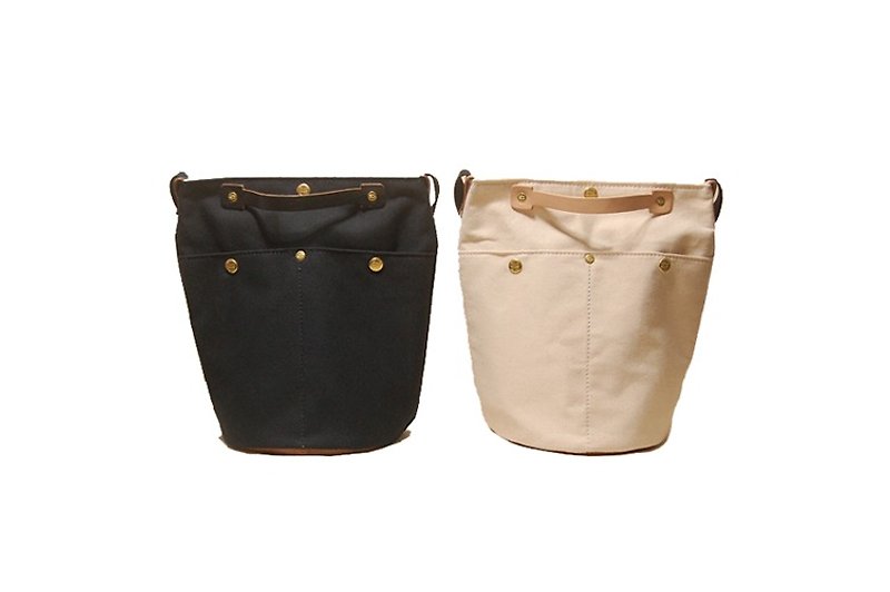 Canvas water basket bag - 帆布水桶包 - 侧背包/斜挎包 - 棉．麻 黑色