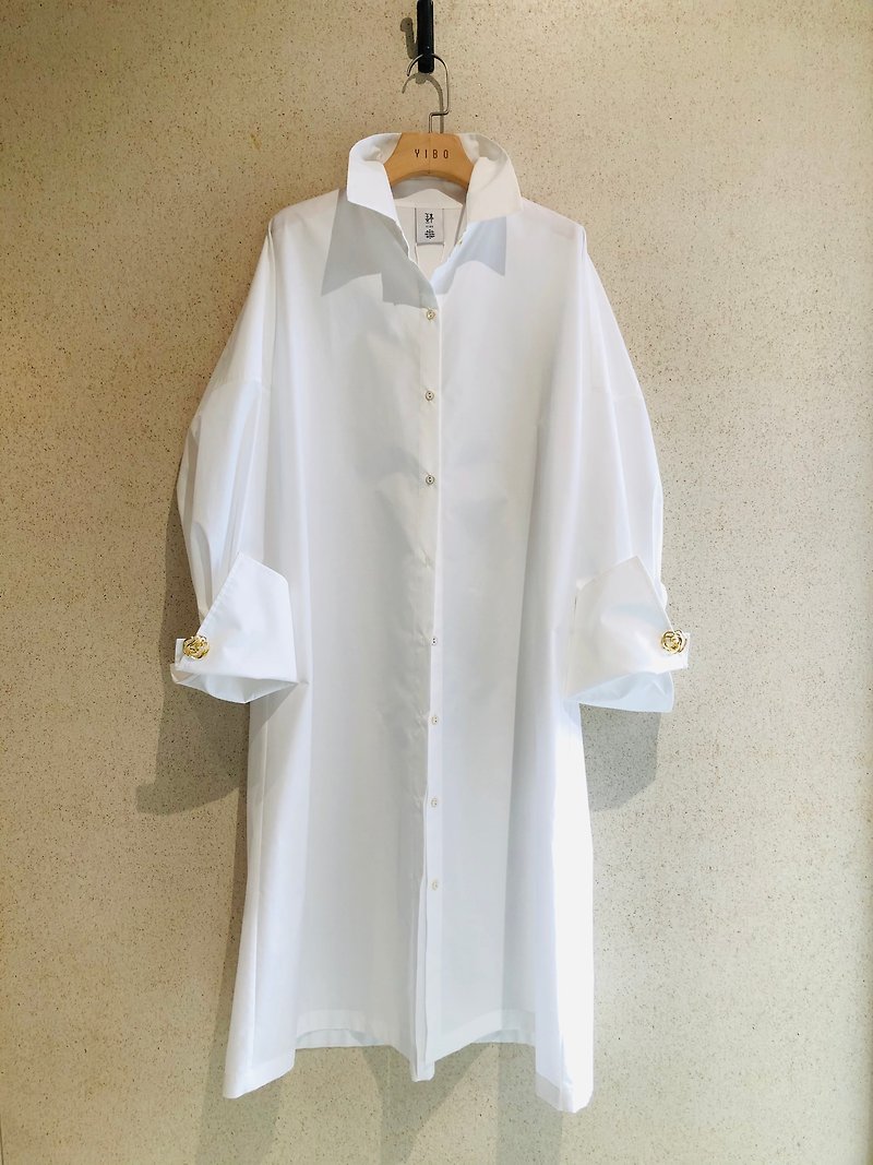 长版连袖衬衫 - 女装衬衫 - 其他材质 白色