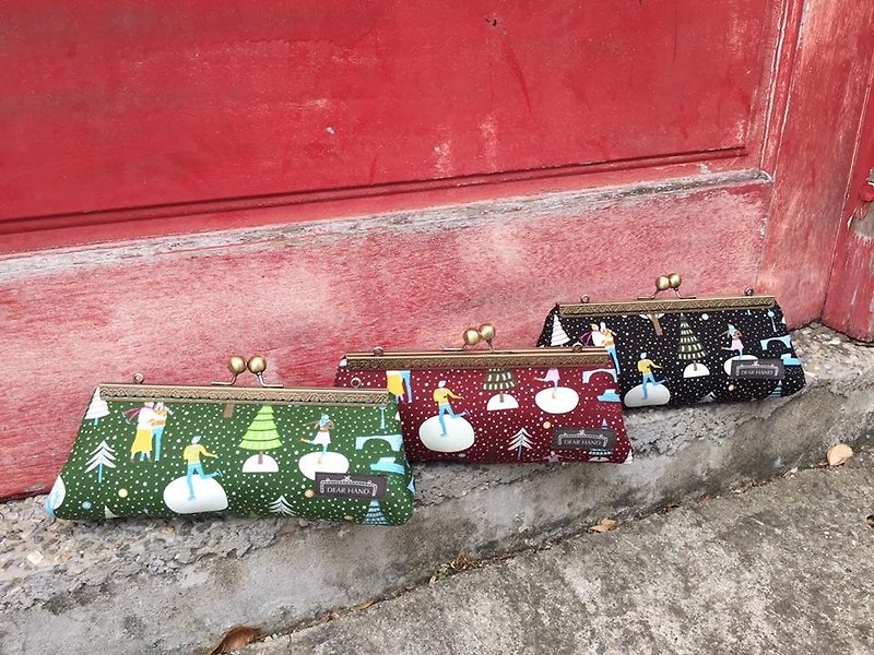 笔袋口金包+圣诞冬季-三色+ - 铅笔盒/笔袋 - 棉．麻 绿色