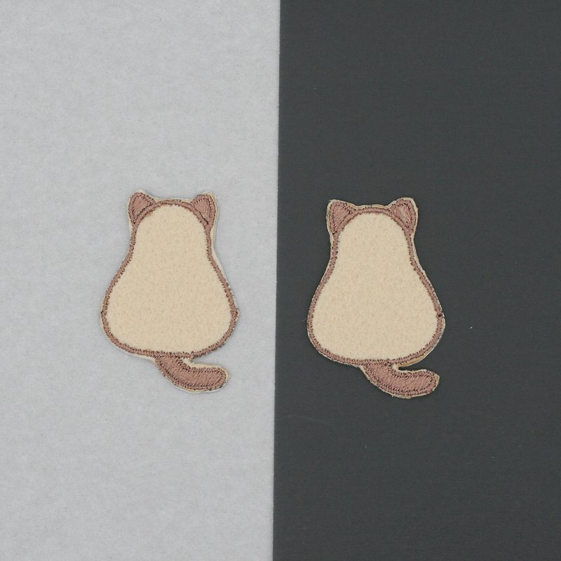 Mini Siamese Cat Iron Patch - 编织/刺绣/羊毛毡/裁缝 - 绣线 咖啡色