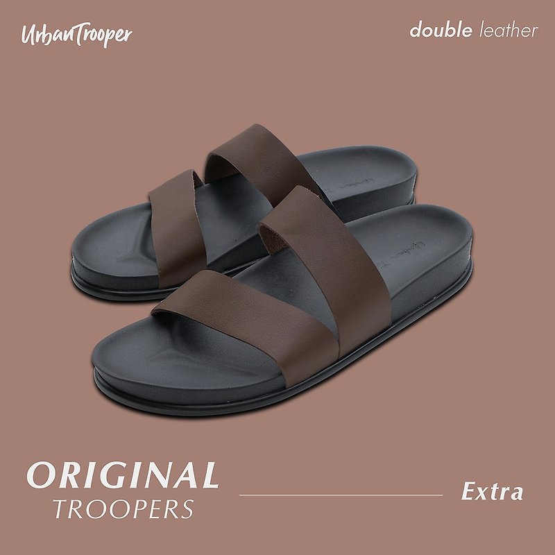Urban Trooper, Original Troopers Leather, Color : Hazelnut - 拖鞋 - 真皮 咖啡色