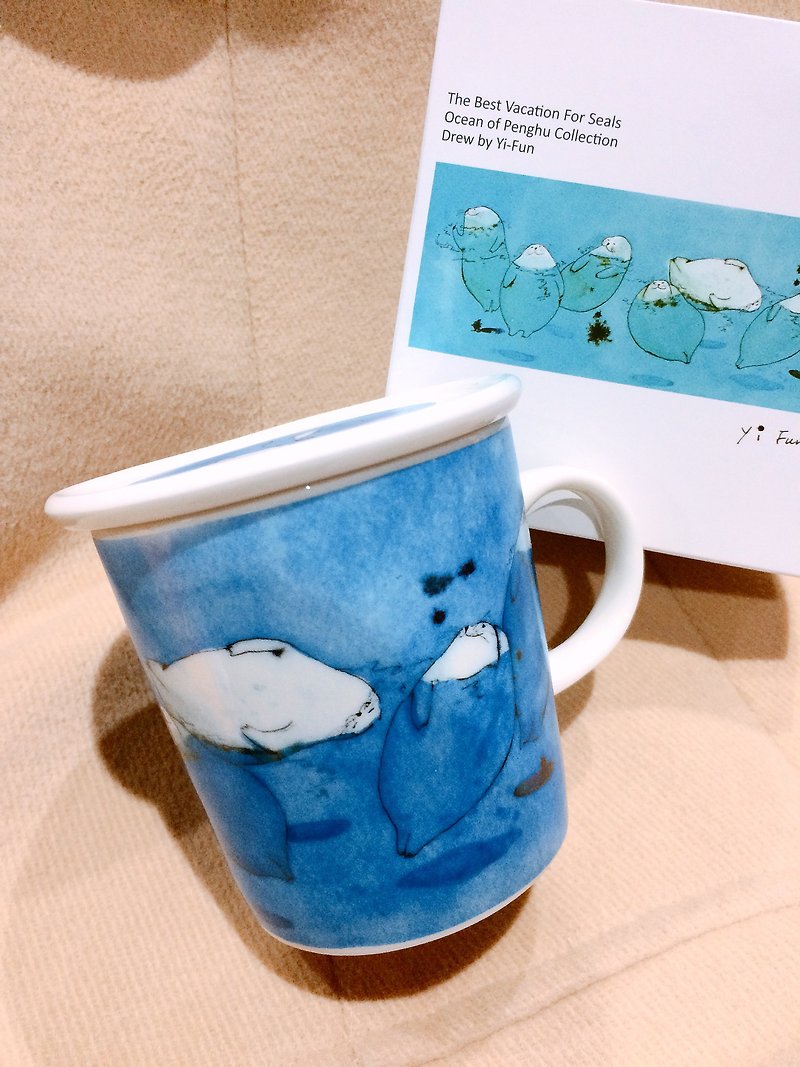 海洋马克杯-海豹的最棒假期 - 咖啡杯/马克杯 - 瓷 蓝色