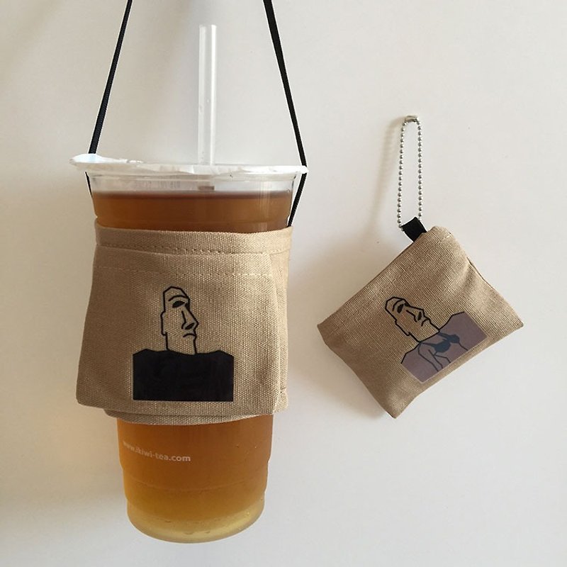 YCCT 环保饮料提袋 - 爱咖啡小魔女 (专利收纳 / 可随身携带 / 感温变化) - 随行杯提袋/水壶袋 - 棉．麻 咖啡色