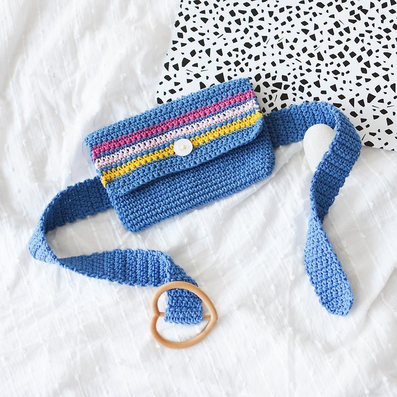 Summer Fresh Crochet Belt bag - 其他 - 棉．麻 蓝色