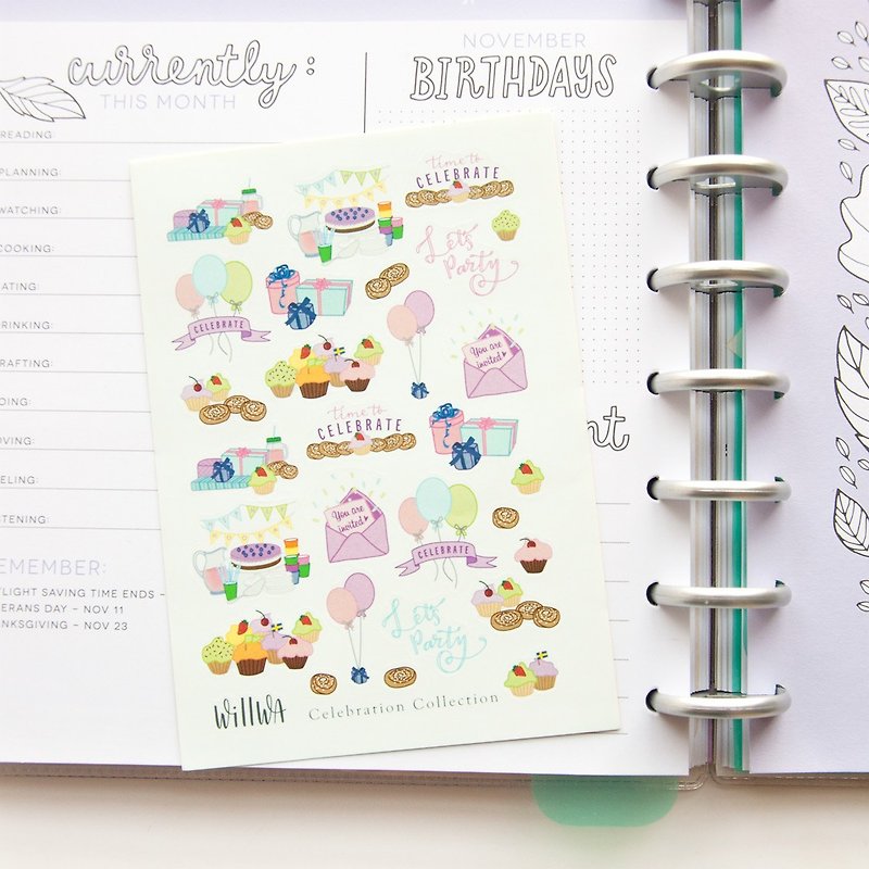 Celebration Themed Planner and Journal Stickers - Perfect for Birthdays - 贴纸 - 纸 白色