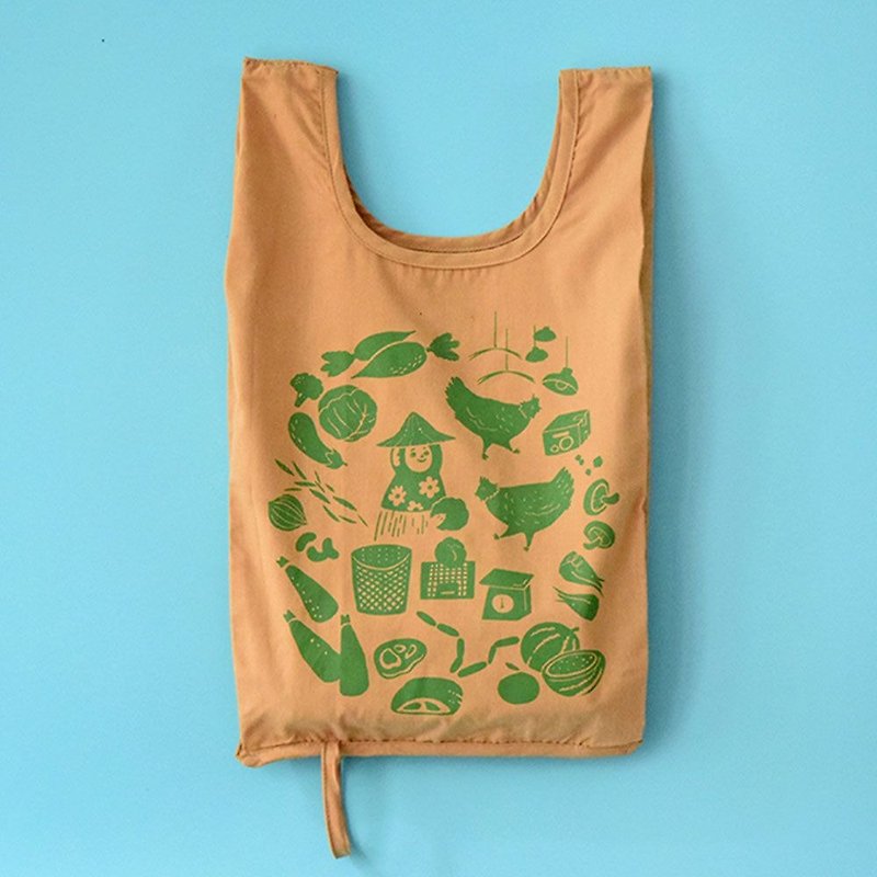 可收卷小背心袋/菜市场/菠菜绿 - 手提包/手提袋 - 棉．麻 