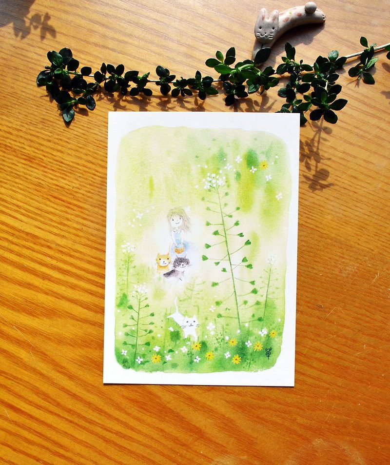 小花系列-荠菜 明信片 - 卡片/明信片 - 纸 绿色