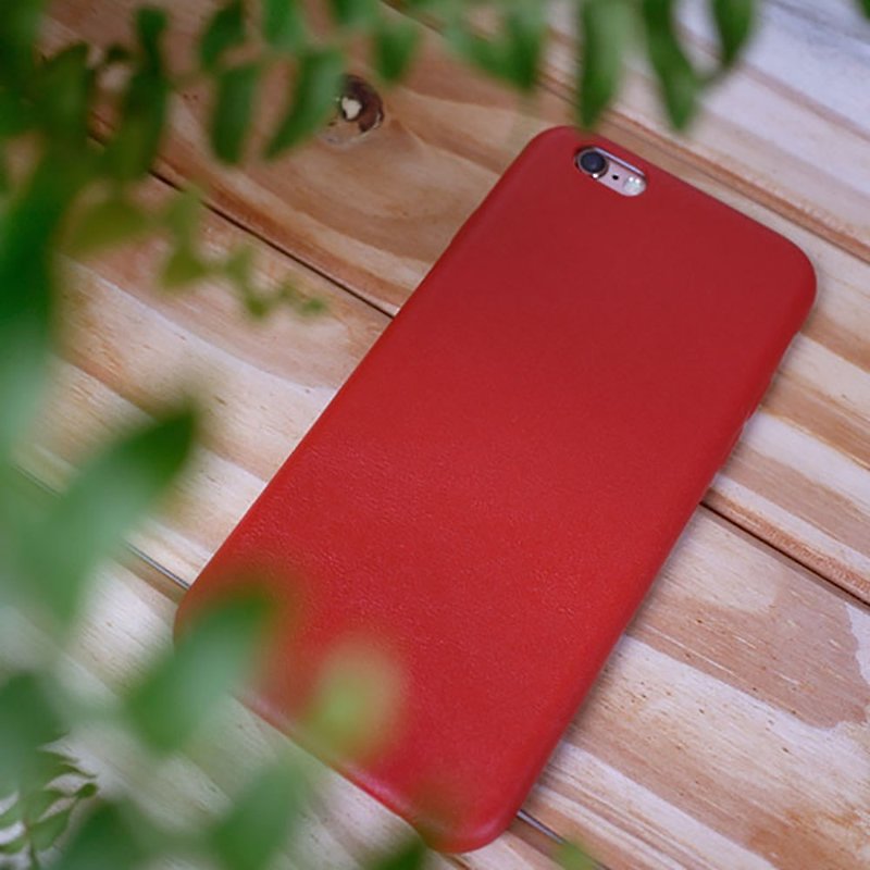AOORTI :: iPhone 6s / 6s Plus 手工皮革牛皮 护套/手机壳 -大红 - 手机壳/手机套 - 真皮 红色